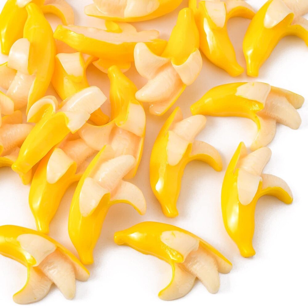 8752 30 Pcs Banana Fruit No-Hole Charms Flatback Undrilled Beads Supplies